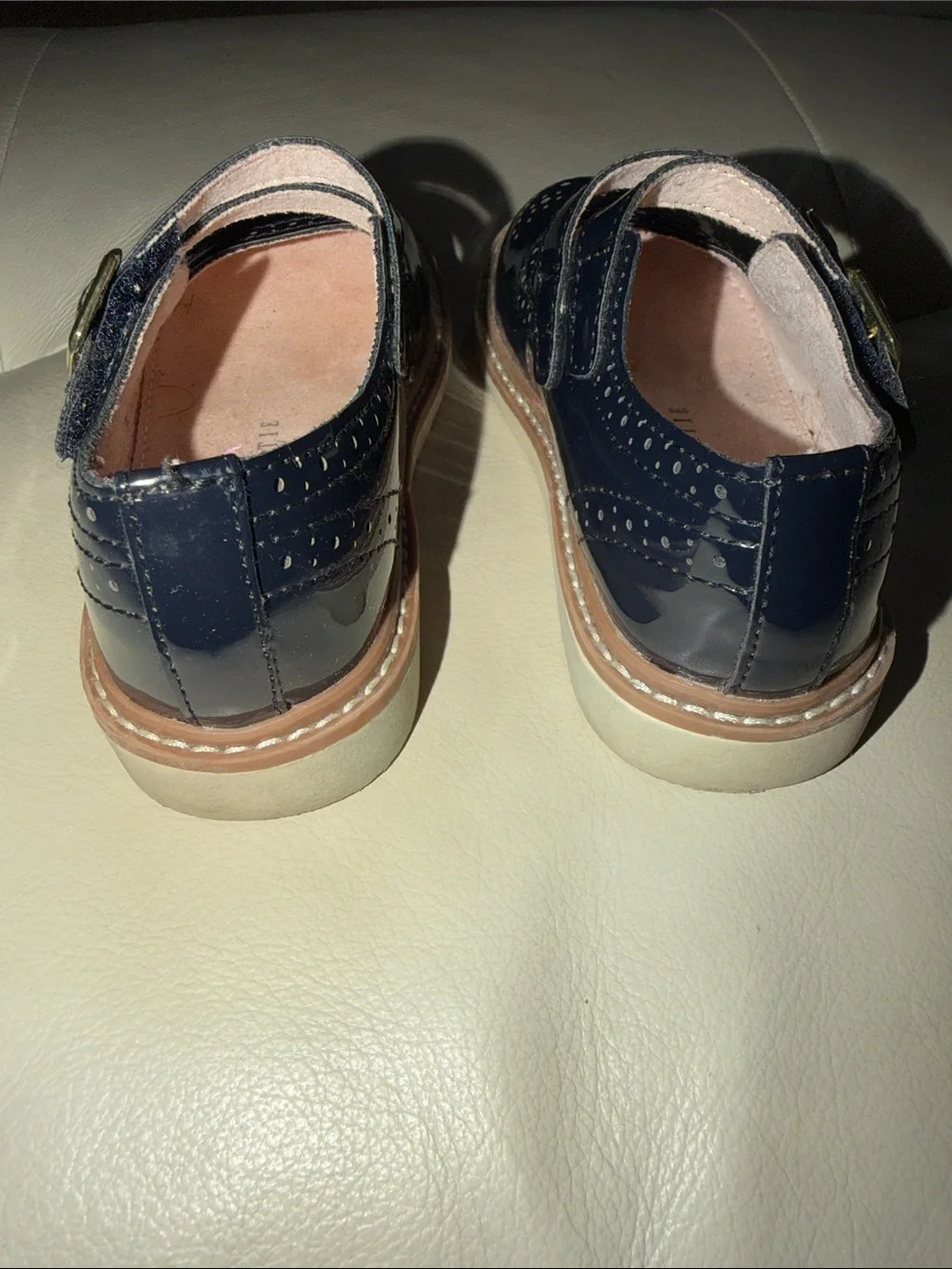 Kelly & Katie Navy Patent Double-Strap Mary Jane Shoes